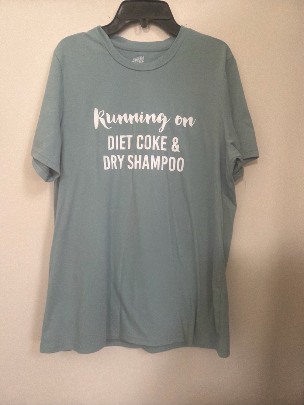 Tickled Teal Sage Graphic Tee with White Slogan